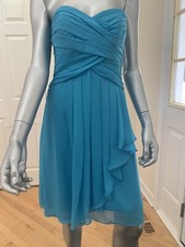 David Bridal Bridesmaid Style F14847 Malibu Blue strapless dress Sz 4