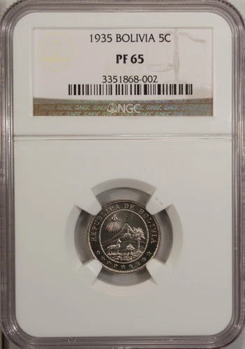 Bolivia 5 Centavos 1935 NGC PF 65 UNC Copper Nickel High Grade