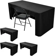 4 Pack 8 Foot Black Table Cloth Fitted Trade Show Table Covers for Rectangular T