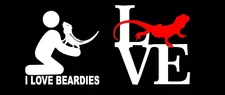 I LOVE BEARDIES 2 PK Vinyl Decal - Bearded Dragon White Vinyl Decals Car Windows
