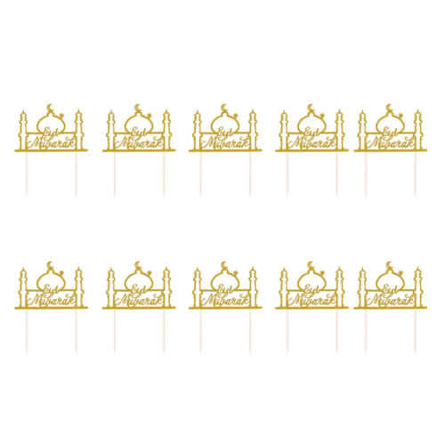 Eid Mubarak Cake Insert Moon Star Cupcake Toppers Happy Eid Party Decor - Picture 1 of 12