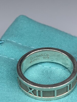 Tiffany & Co. Atlas 1995 Sterling Silver 925 Roman Numerals Band