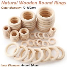 Natural Wooden Round Rings DIY Necklace Jewellery Macrame Beads OD 12mm-180mm