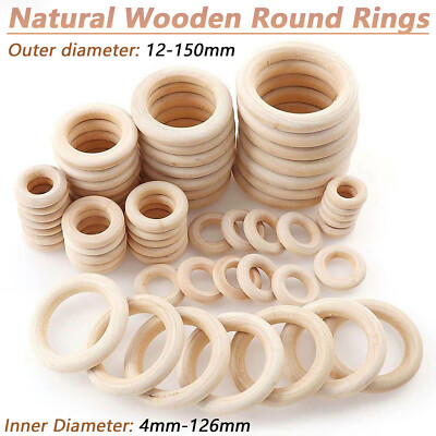 Natürliche Holz Runde Ringe Zum Selbermachen Halskette Schmuck Makramee Perlen Außendurchmesser 12 mm-180 mm