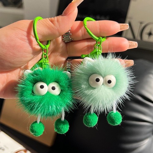 Cute Real Mink Fur Monster Keychain Toys Kid Gift Keychain Bag Car Phone Pendant - Picture 1 of 20