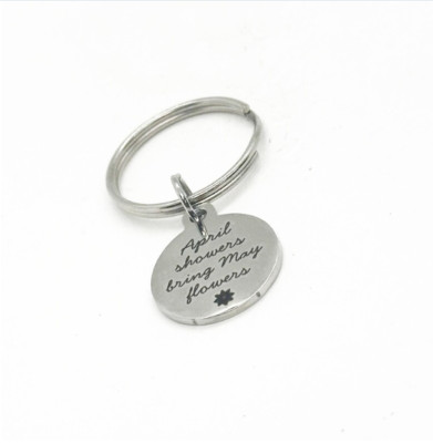April Showers Bring May Flowers Charm Key Chain, Difficult Times, Friend Gift