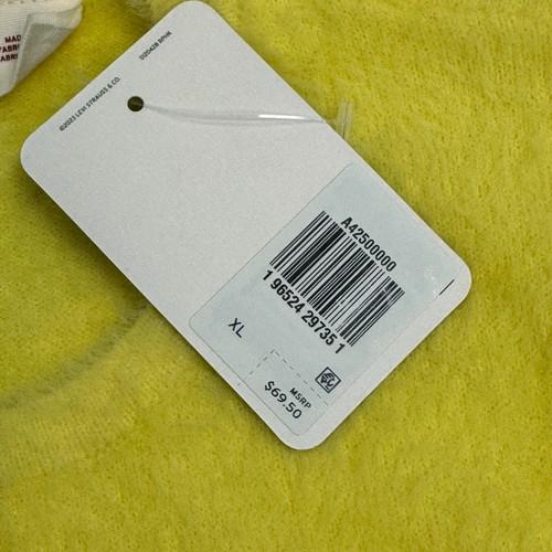Levi's Standard Cropped Fit Fuzzy Round Neck Short Sleeve Top Yellow Size XL - Picture 7 of 10