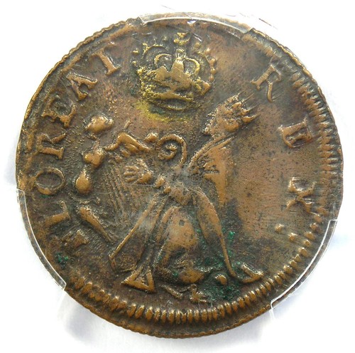 1670 New Jersey St Patrick Farthing Colonial Coin 1/4P - PCGS XF45 - $4000 Value