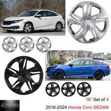 16 Set Of 4 Black Lacquer Hupcaps For 2016-2026 Honda Civic Wheel Rim Covers 16 Set Of 4 Black Lacquer Hupcaps For 2016-2026 Honda Civic Wheel Rim Covers