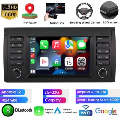7''For BMW 5 Series E39 X5 E53 CarPlay Android 12 Car Stereo GPS CarPlay RDS 32GB