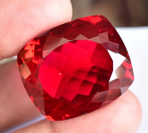 Natural Mozambique Red Ruby 79.10 Ct Cushion Certified Flawless Loose Gemstone - Picture 2 of 6