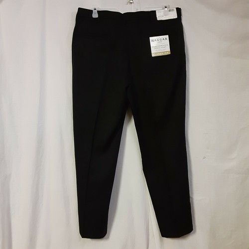 Haggar Mens H26 Performance Dress Pants Classic Fit Black - Picture 2 of 5