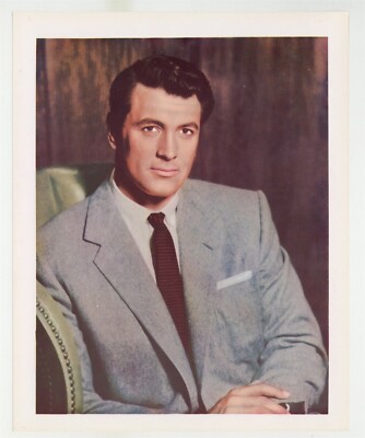 Rock Hudson 1950 Handsome Color Portrait 8x10 Lithographic Photo Beefcake 10545