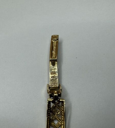 Women's Solid 14 Grams 10k Gold Panel Band Bracelet & Diamond Geneve Watch 7" - Picture 14 of 17
