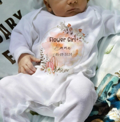 Personalised Autumn Flower Girl  Baby Romper Bib Set,  Quality  toddler Clothing
