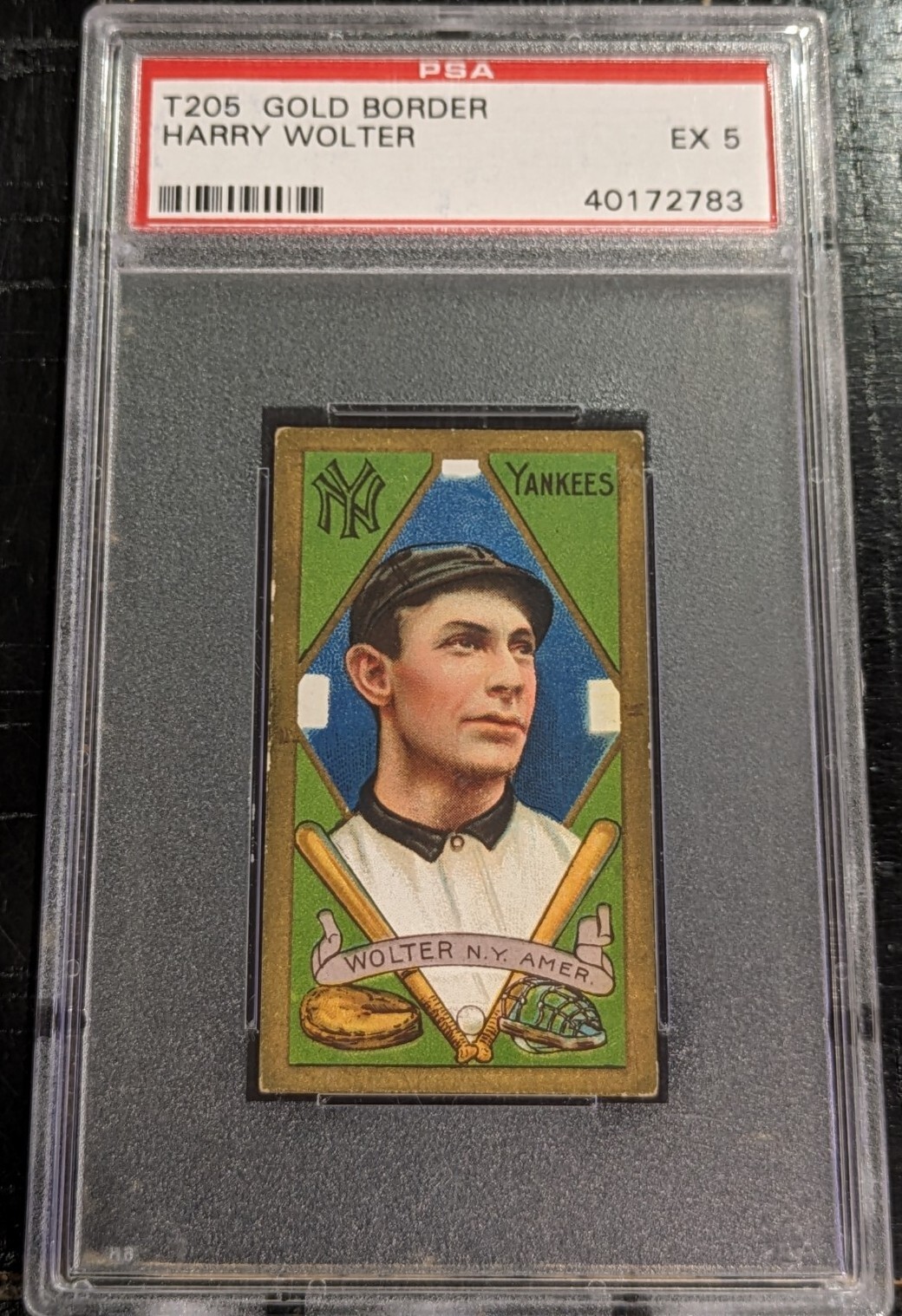 1911 T205 Gold Border Harry Wolter PSA 5 EX  Hassan Yankees