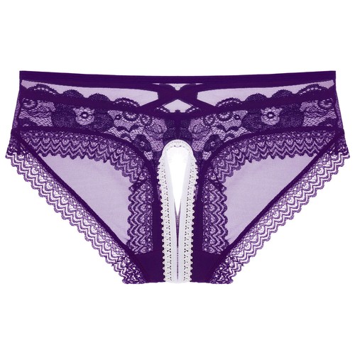 Men's Sheer Lace Briefs Low Waist Pouch Underwear Open Crotch Crossdress Panties - Picture 19 of 80