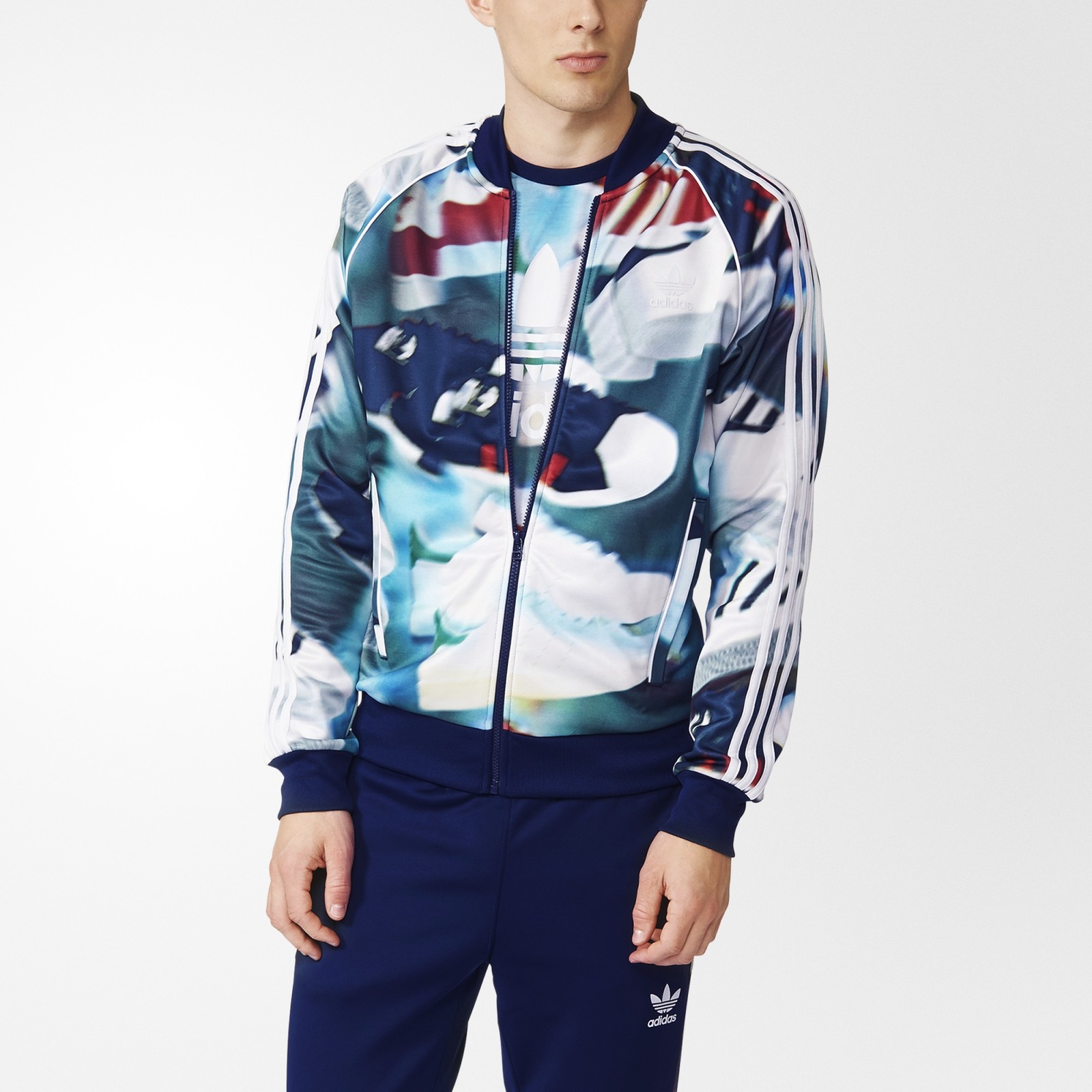Adidas SHOE CHAOS AOP Track sweat shirt Jacket superstar top firebird Mens sz XL