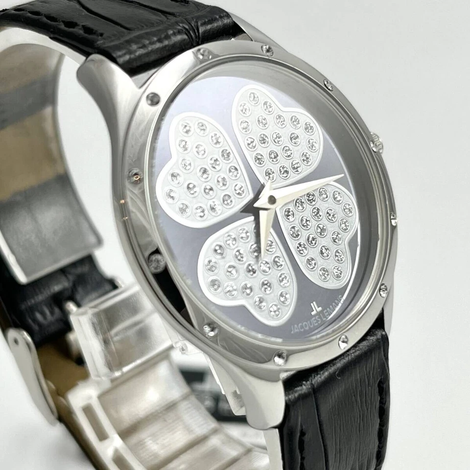 Reloj para mujer JACQUES LEMANS ROME SWAROVSKI trébol de cuatro hojas esfera negra 1-1803E Foto 3 de 4