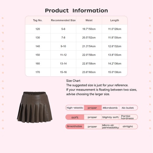 Kids Girls Short Dress Workout Skirt School Miniskirt Built-in PU Cosplay Photo - Picture 8 of 30