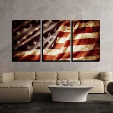 Wall26 - Closeup of Grunge American Flag - CVS - 24"x36"x3 Panels