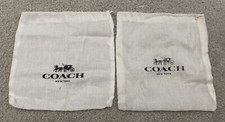 Two 2 Coach Dust Covers White 7x7  Drawstring Bags for Wallets and Leather Items