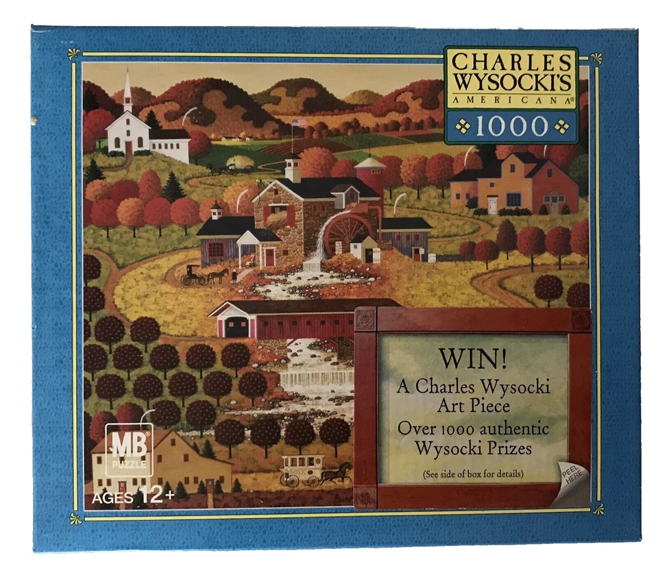 批量 3 件 Charles WYSOCKI 拼图 1000 件 MB 美国人艺术 复古 2005 — 第 3/4 张图片