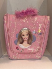 VTG Y2K BARBIE Train Doll Carry Makeup Case Travel Bag Feather Handle