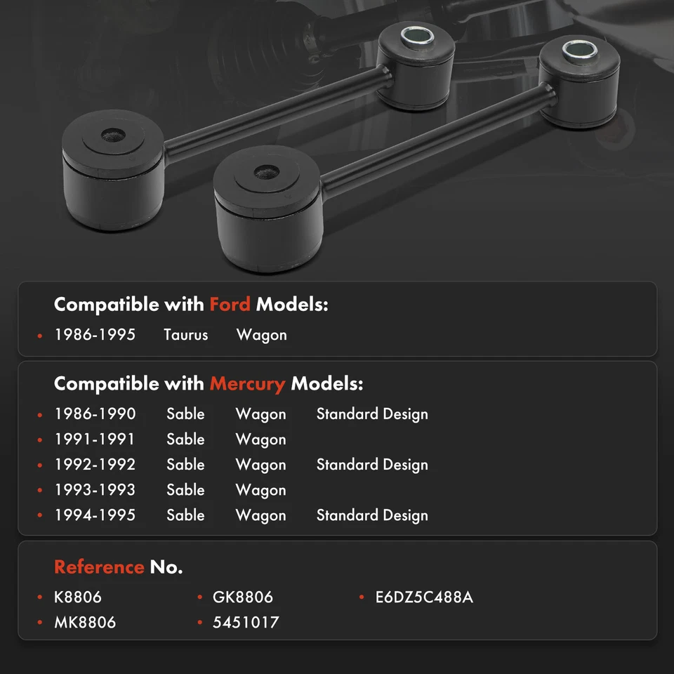 Barra estabilizadora trasera izquierda y derecha 2 piezas para Ford Taurus Mercury Sable 1986-1995 Foto 2 de 4
