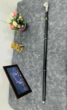 Designer Brass Skull Head Handle Antique Style Black Wooden Walking Stick Cane