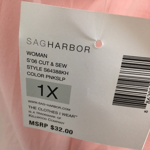 Blusa Top Sag Harbor Para Mujer Elastizada Rosa Encaje 1X A23 - Imagen 6 de 6