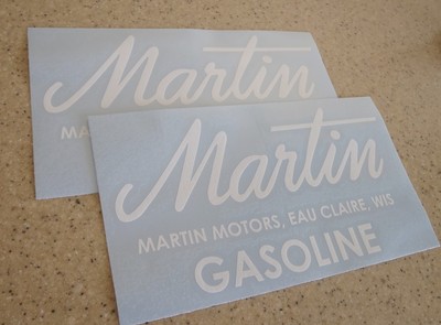 Martin Outboard Motor Vintage Fuel Tank Decal 2-PAK FREE SHIP + Free Fish Decal!