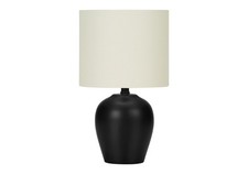 Table Lamp 17 In Black Ceramic Base with Ivory Cream Shade