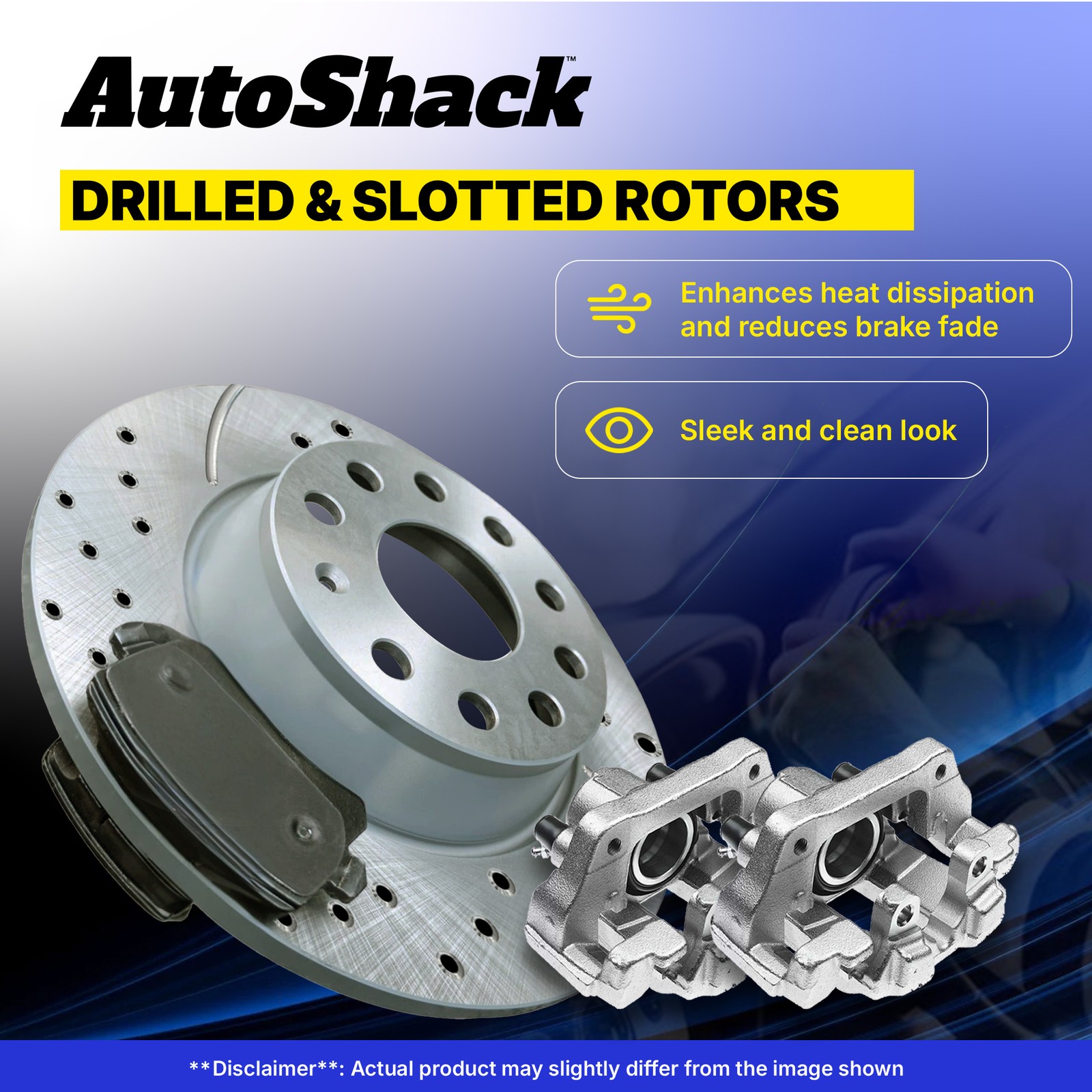 Front & Rear Coated Disc Brake Rotors with Pad & Caliper Set for GMC Sierra 1500