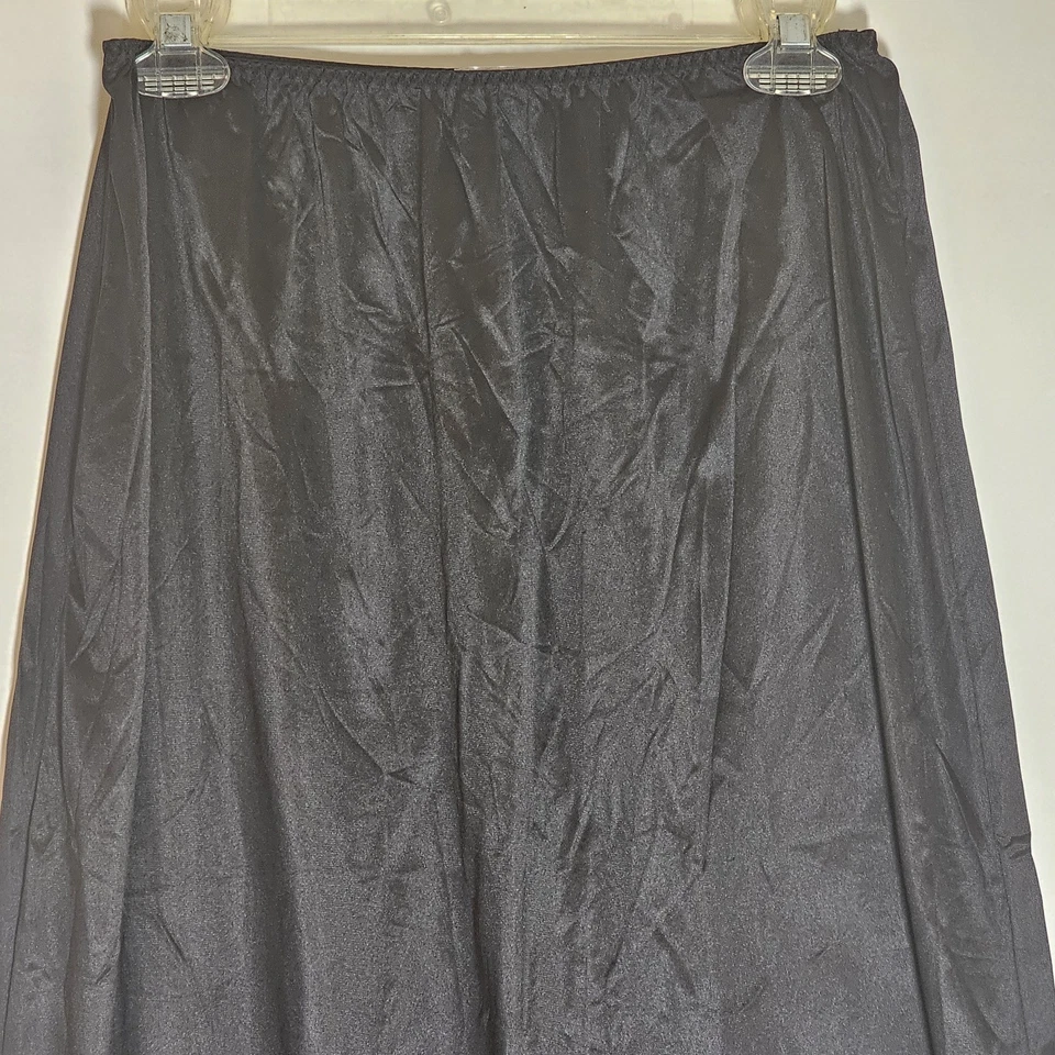 Vintage Vanity Fair Medio Slip Mujer XL Negro Nylon Ranuras Laterales 32" Largo Clásico Foto 2 de 4