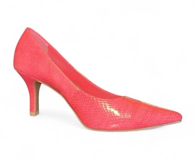 Comfort Plus by Predictions   Coral Faux Snakeskin Pointed-Toe Heels Size 7½ EUC