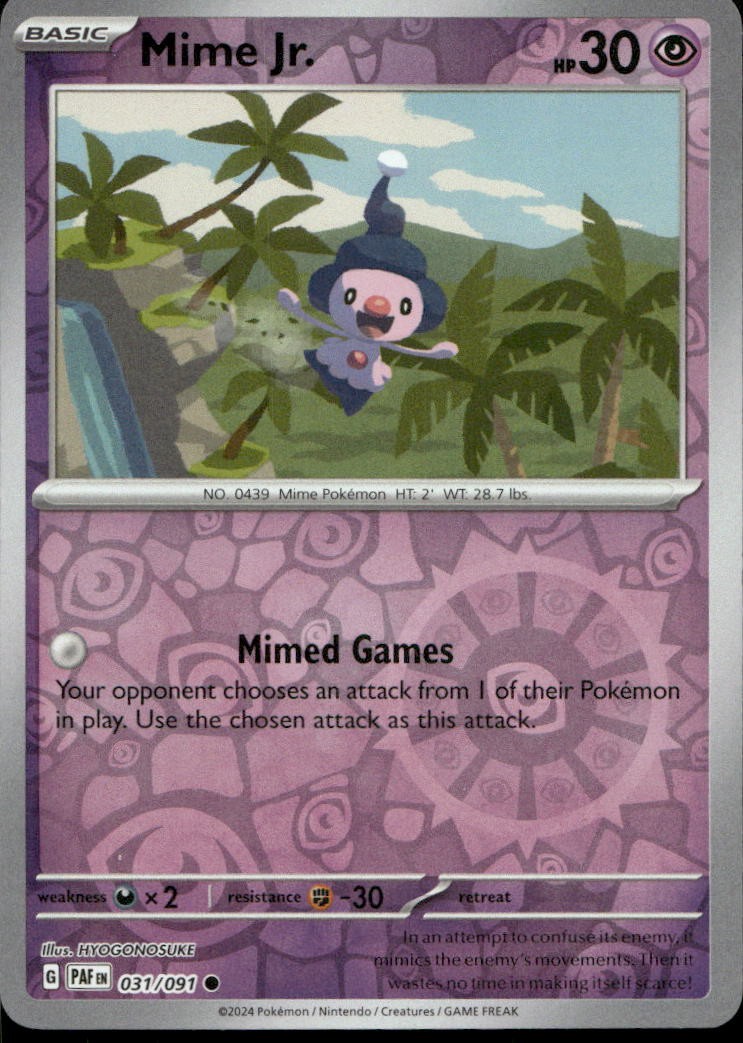 Mime Jr. 031/091 SV Paldean Fates Reverse Holo C NM English Pokémon