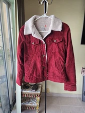 Kali Wear Red Corduroy Sherpa Lined Jacket Coat Size M