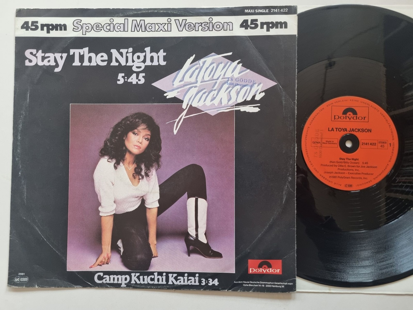 La Toya Jackson - Stay The Night 12'' Vinyl Maxi Germany/ CV Billy Ocean