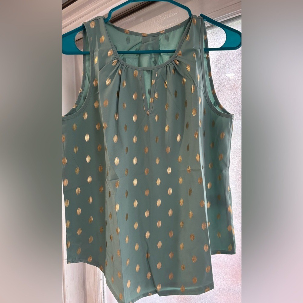 SHEIN Teal and Gold Polka Dot Tank Top