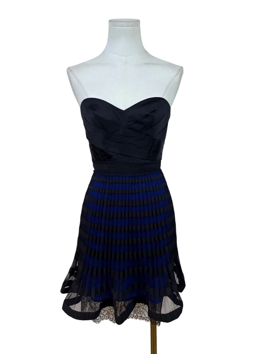 bcbg blue lace dress Velvet Lace Special Occasion Dress With Mesh Panels – Solo Stylez main image 0