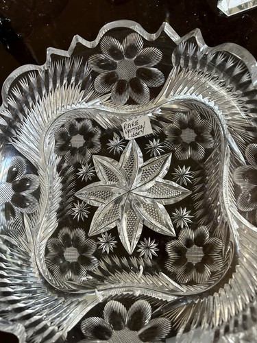 Vintage "Libbey" RARE ABP CUT GLASS Round 9" SCALLOP EDGE Bowl SWORD SIGNATURE - Picture 3 of 8