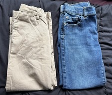 Gap Boys Size 7 Easy Fit Khaki Chino Pants Beige Cotton Adjustable Waist EUC