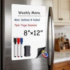 Warasee Magnetic Whiteboard for Fridge 12" x 8": Small Dry Erase Board Sheet ...