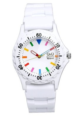 Citizen QQ Color Watch Mens Analog Rubber Strap White Multi Color 10ATM