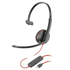 Wired USB-C Headset Single-Ear Noise-Canceling Mic Black