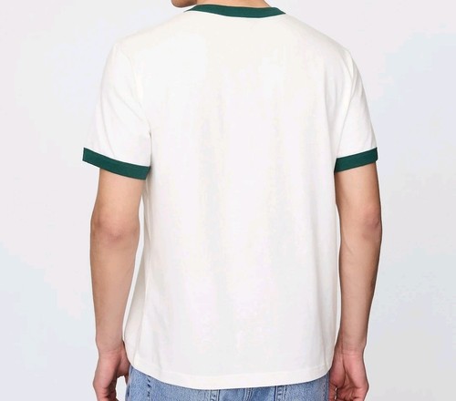 New Oasis Green Logo Mens Small White Cotton Ringer Alt Rock Tee - Picture 3 of 4