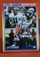 SIGNED 1990 Score #634 Jeff George RC AUTO Illinois