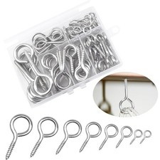 160pcs Screw in Hooks Eye Bolts Nickel Plated Metal Ceiling Hooks for DIY Craft