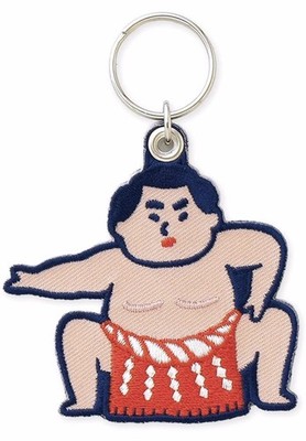 Set Of Hightide Retro Vintage Stitch Work Sumo Wrestling Charm Keyring & Marker